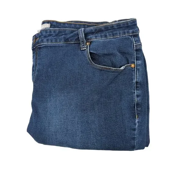 EUC Woman Within Blue Cotton Jeans Womens 24WP Petite Pockets - Picture 1 of 8